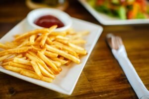 French fries with ketchup